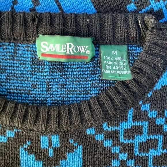 Vintage 80s Italy Wool Ski Snowflake Sweater M - Picture 2 of 5